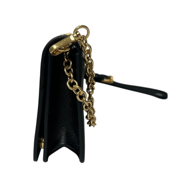 PRADA Black Saffiano Gold Wallet On Chain WOC Wristlet - Picture 6 of 13